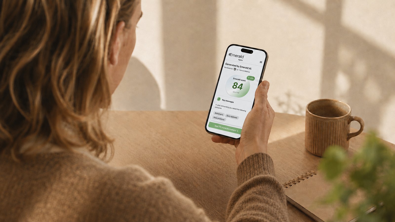 The Emerald score on a phone, one clear answer from 115+ biomarkers
