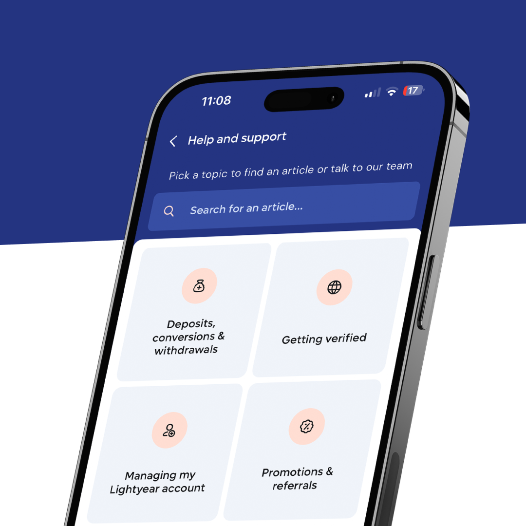 Lightyear help centre article layout, self-serve fintech support design