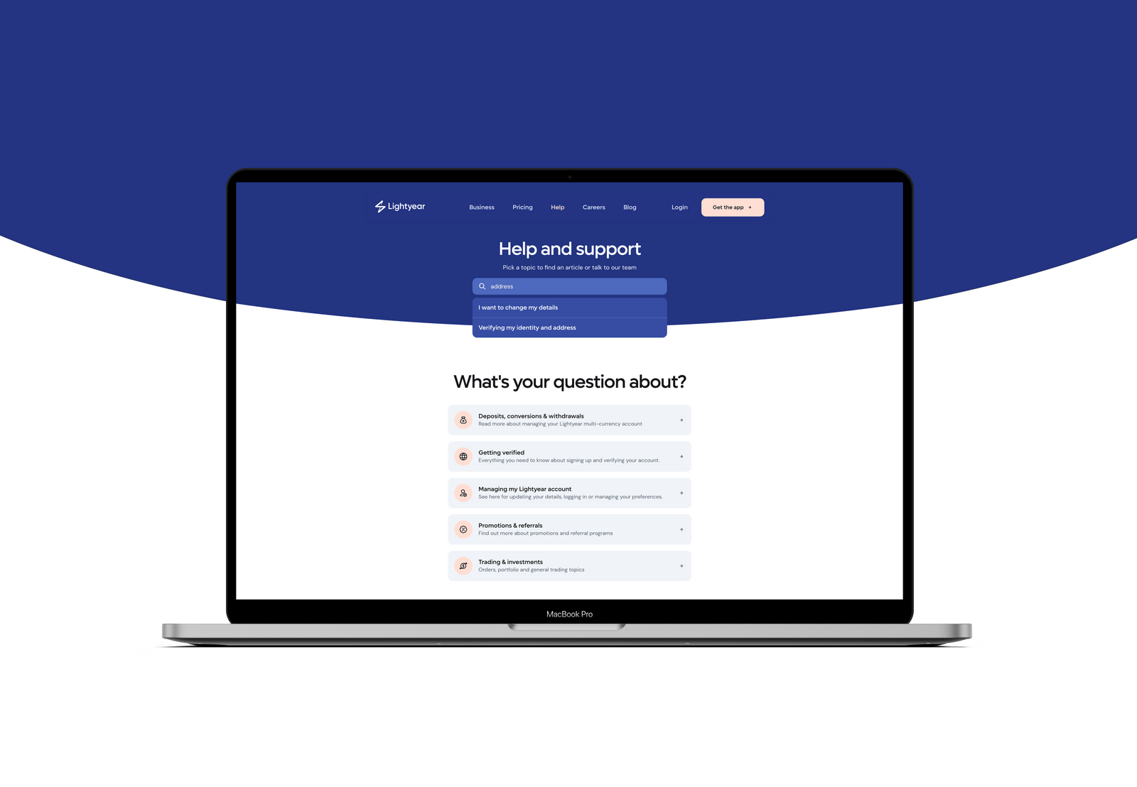 Lightyear fintech help centre shown on mobile and desktop