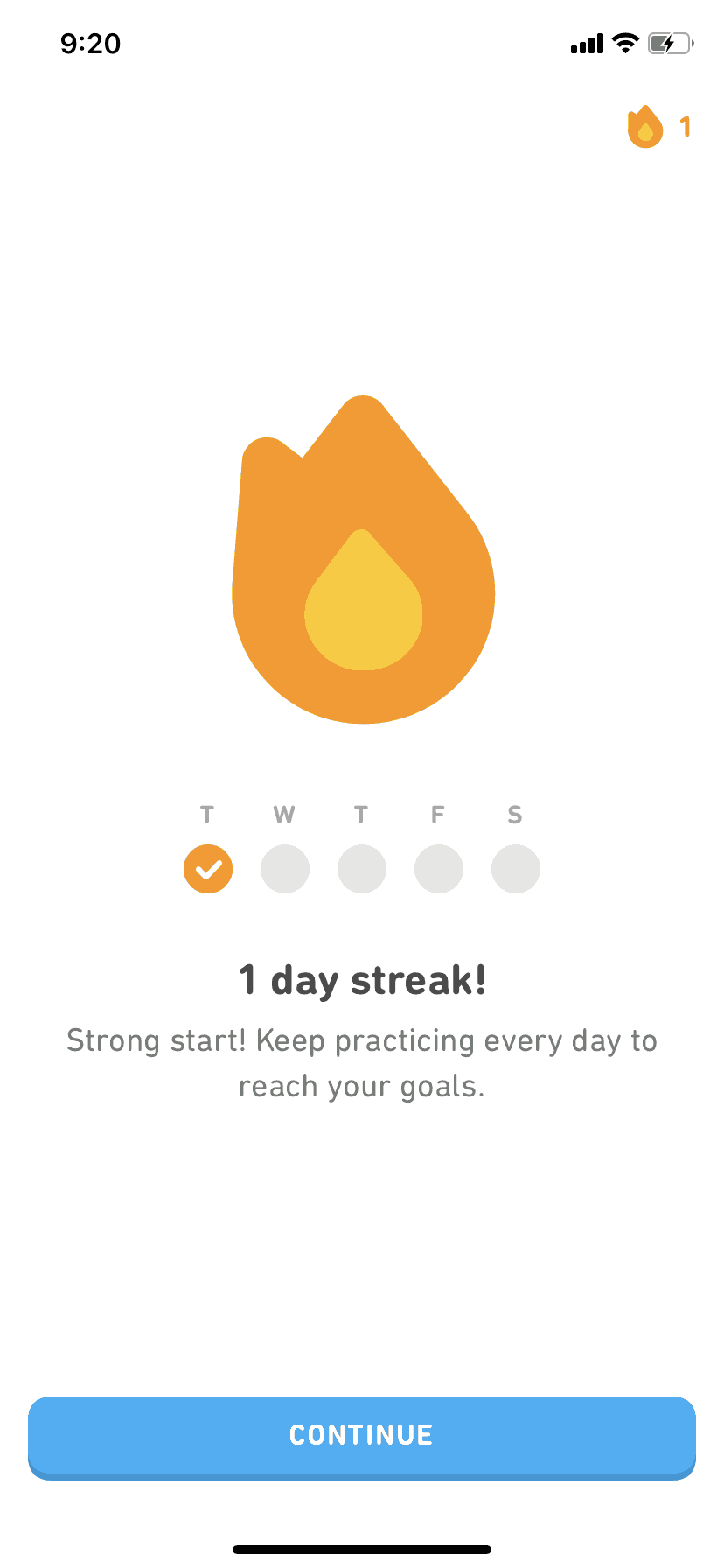 Duolingo iOS streak screen