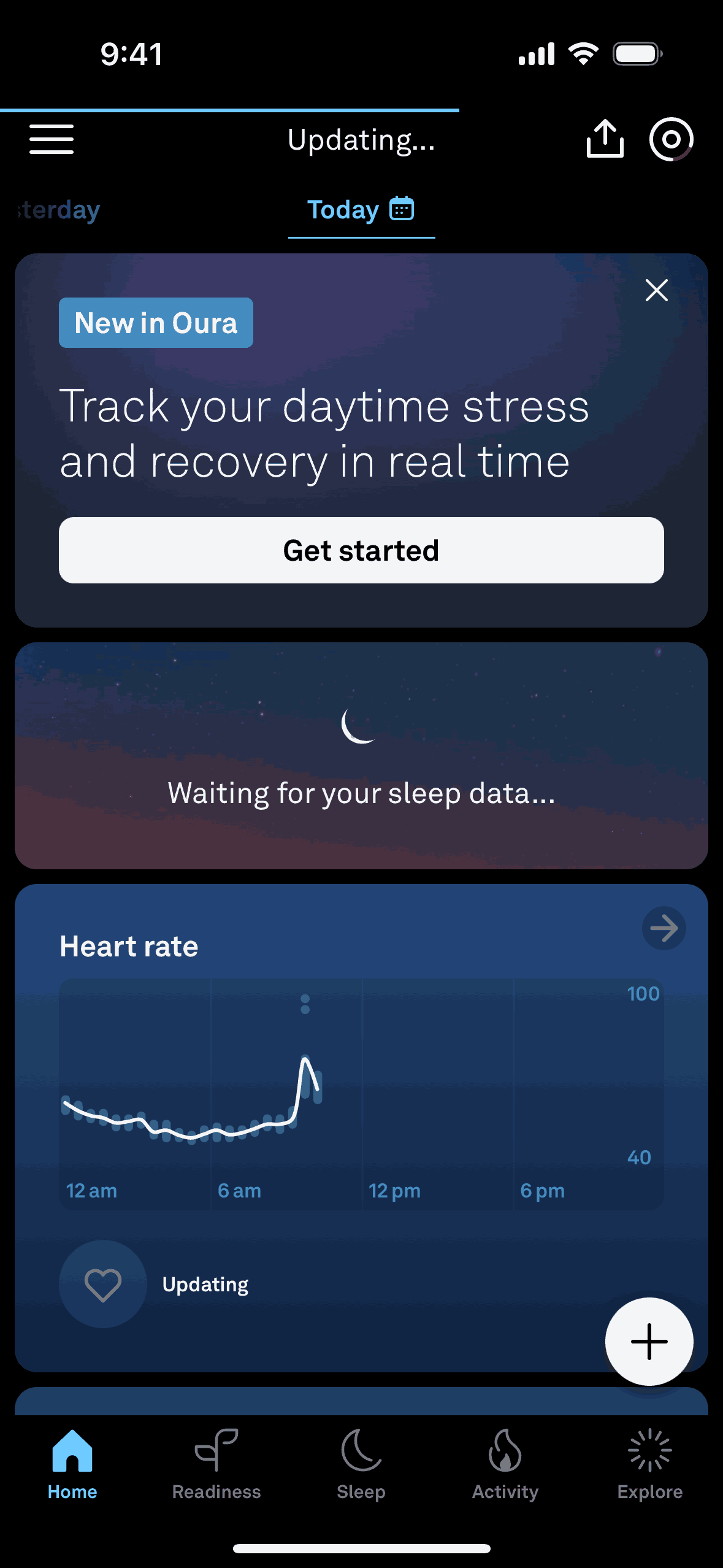 Oura iOS home screen