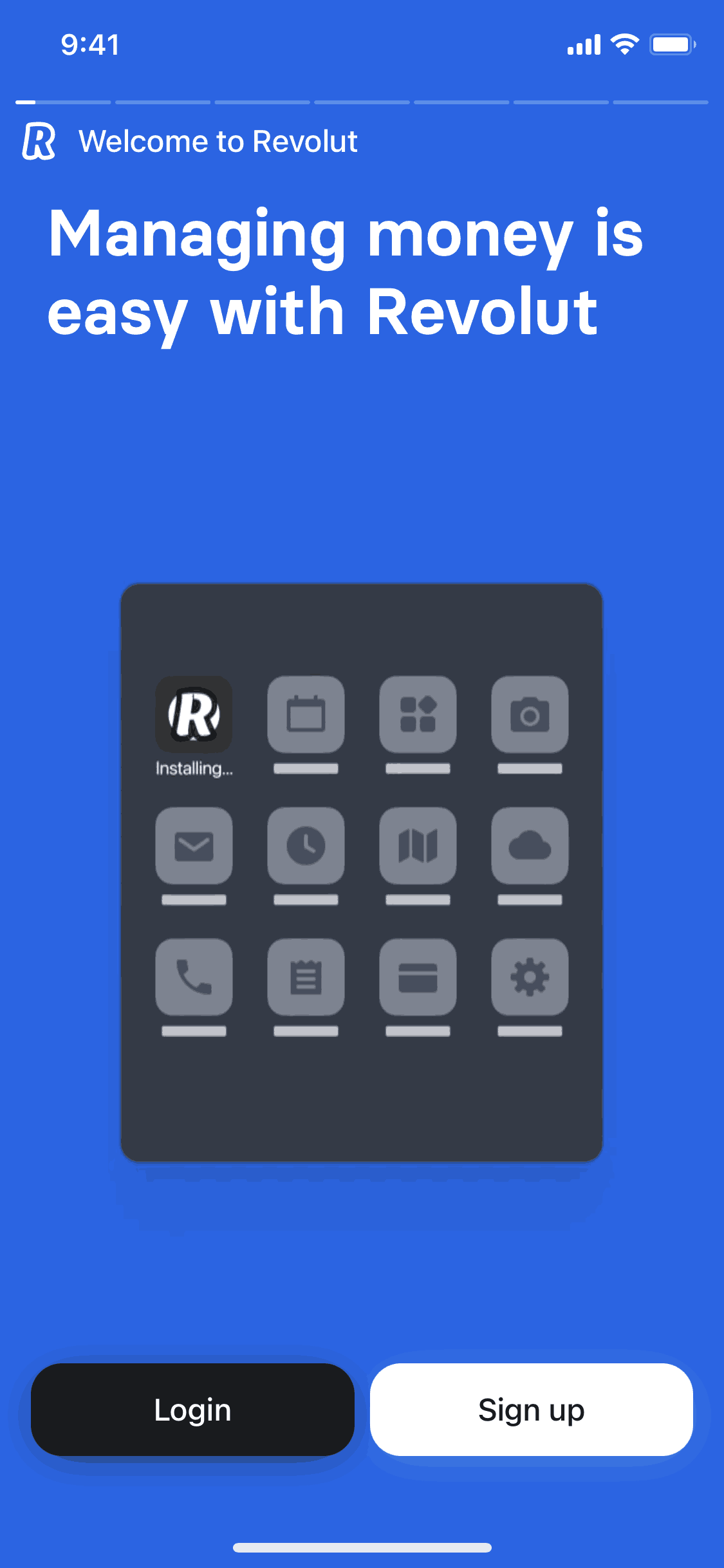 Revolut iOS welcome screen
