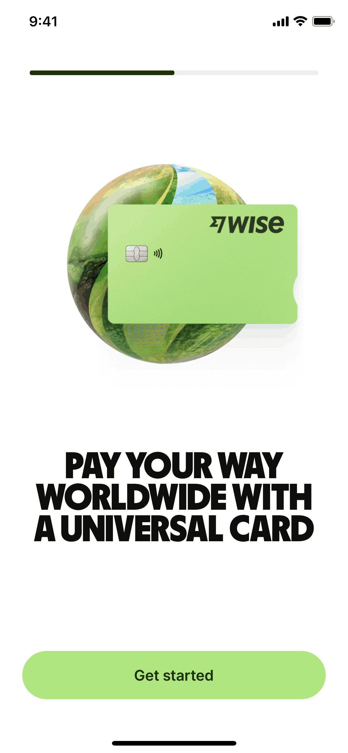 Wise onboarding step with a visible label on every input and a named primary button